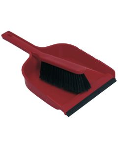 Dust Pan & Brush Set, Soft, Red