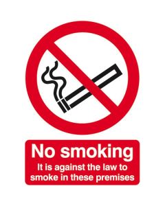 No Smoking, It is against the law to smoke in these premises 210 x 148 S/A